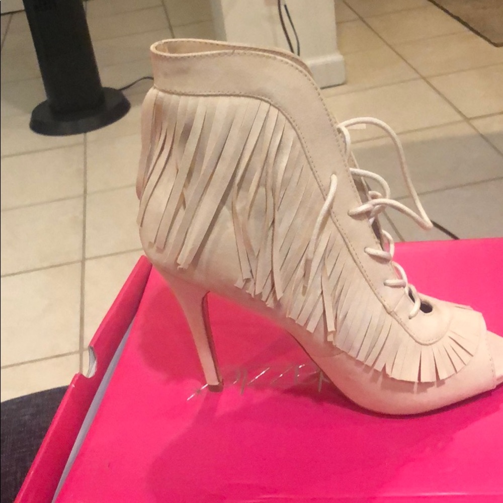 Tan Peep Toe Bootie